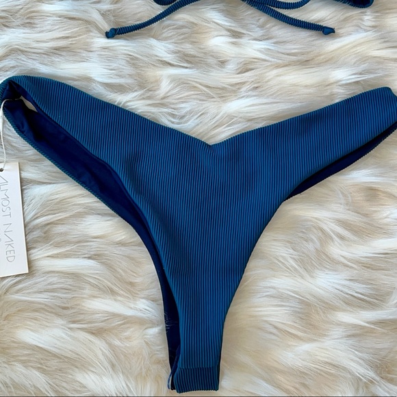 🆕 Almost Naked Swimwear Blue Ribbed Bikini - Picture 5 of 7